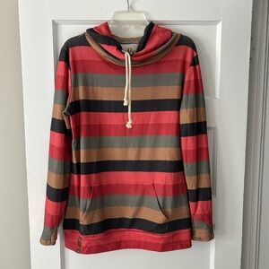 AMPERSAND AVE Striped Hoodie - Red, Black, Brown
